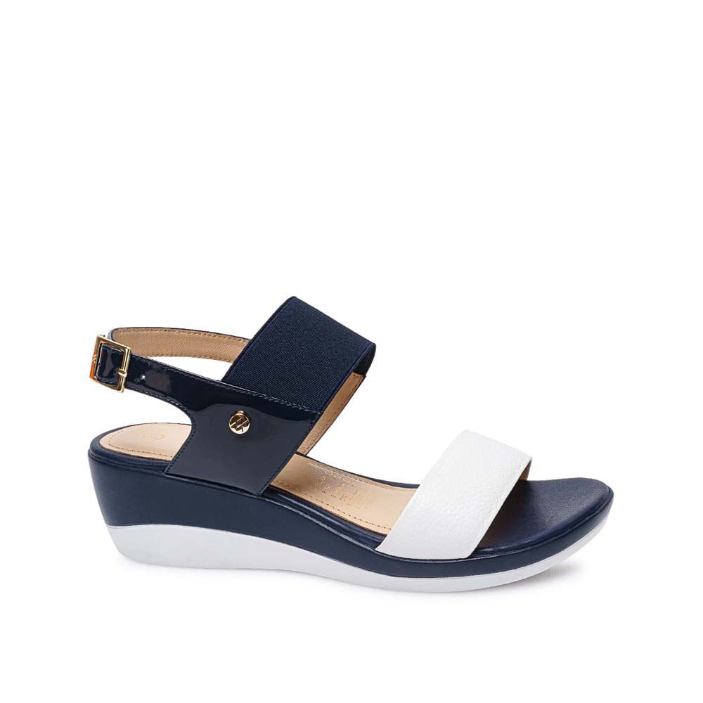 Sandalia Strap Casual ALE-2117 Azul/Blanco Viale Cuero - Imagen 9