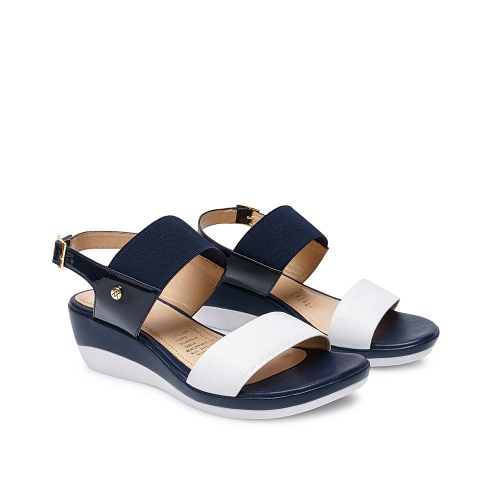 Sandalia Strap Casual ALE-2117 Azul/Blanco Viale Cuero - Imagen 8
