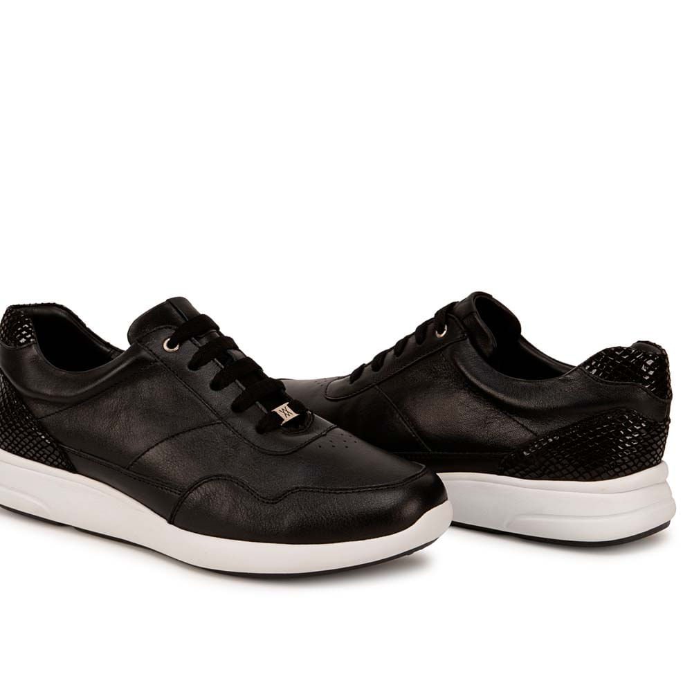 Zapatilla Casual ALE-2454 Negro Viale Cuero - Imagen 7
