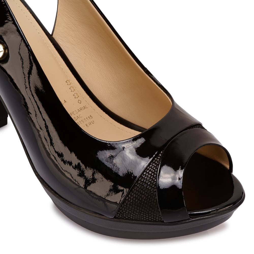Sandalia Peep Toe Casual ALE-2504 Negro Viale Cuero - Imagen 2