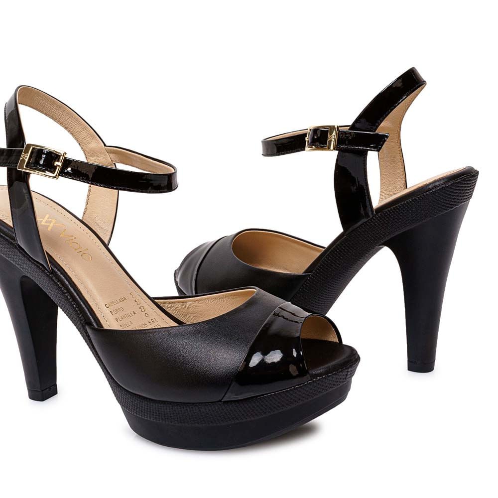 Sandalia D'orsay Casual ALE-2521 Negro Viale Cuero - Imagen 10