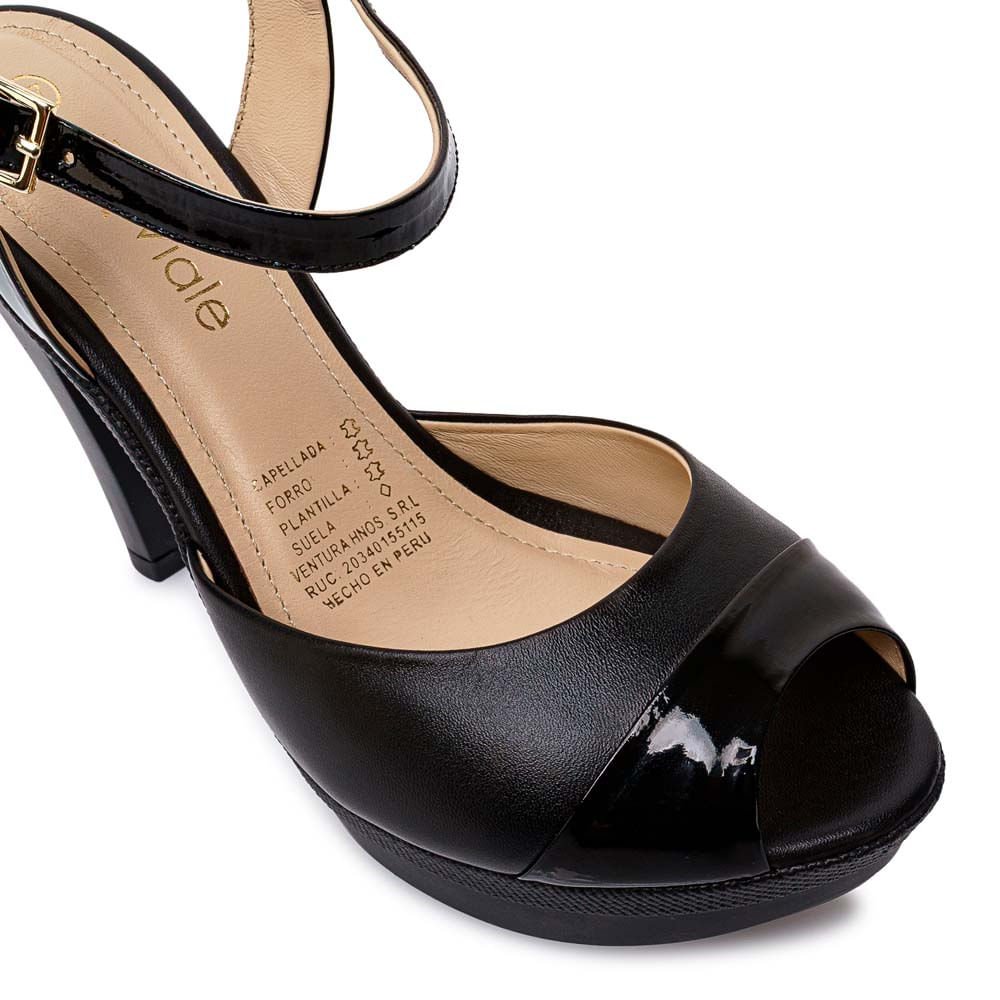 Sandalia D'orsay Casual ALE-2521 Negro Viale Cuero - Imagen 7