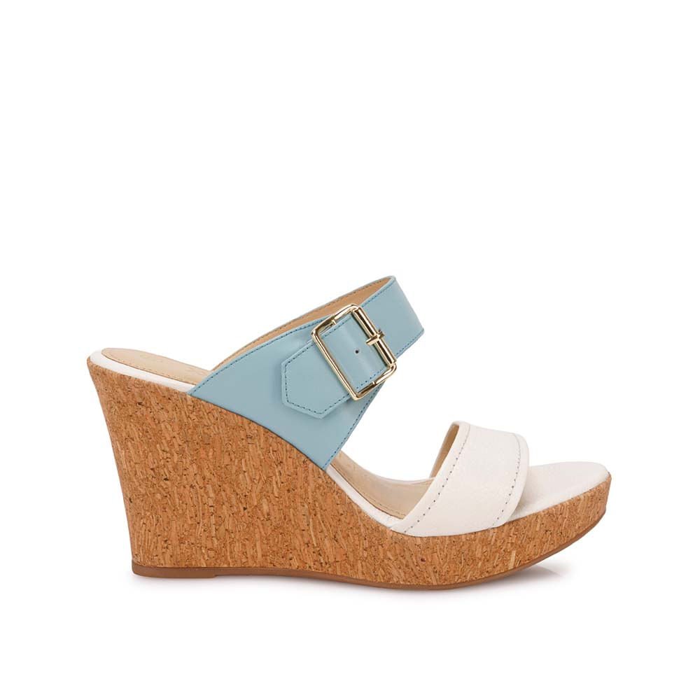 Sandalia Strap Casual ALE-2522B Blanco/Celeste Viale Cuero - Imagen 5