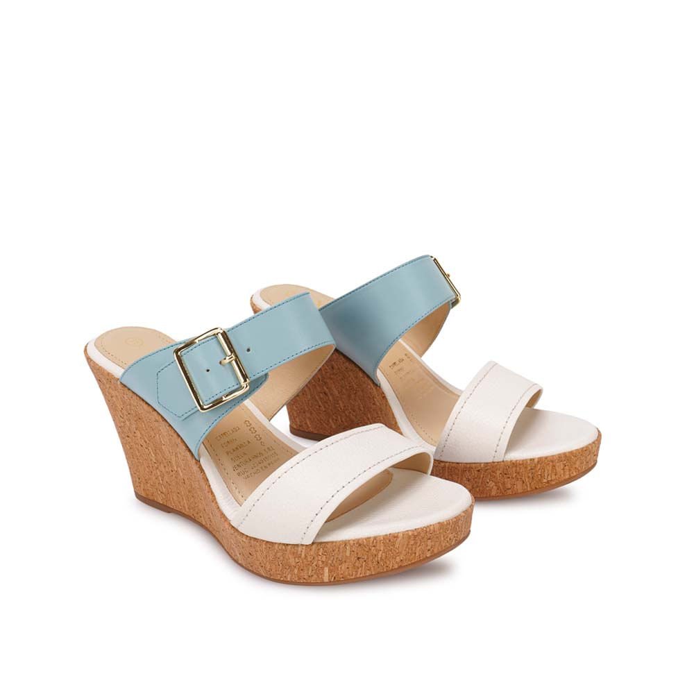 Sandalia Strap Casual ALE-2522B Blanco/Celeste Viale Cuero - Imagen 8