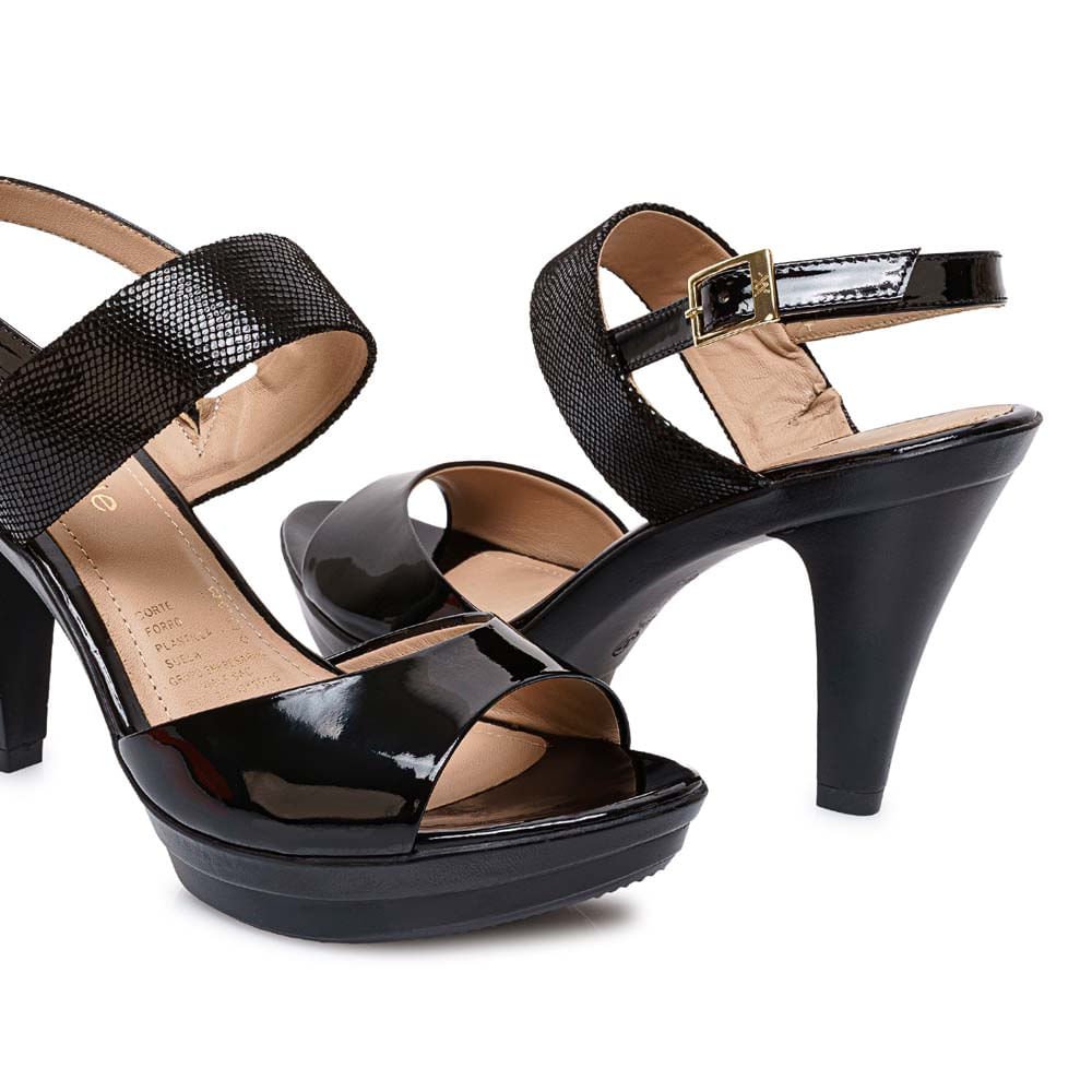 Sandalia D'orsay Casual ALE-2601 Negro Viale Cuero - Imagen 2