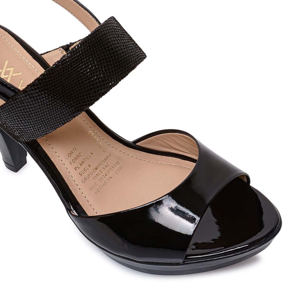 Sandalia D'orsay Casual ALE-2601 Negro Viale Cuero - Imagen 7