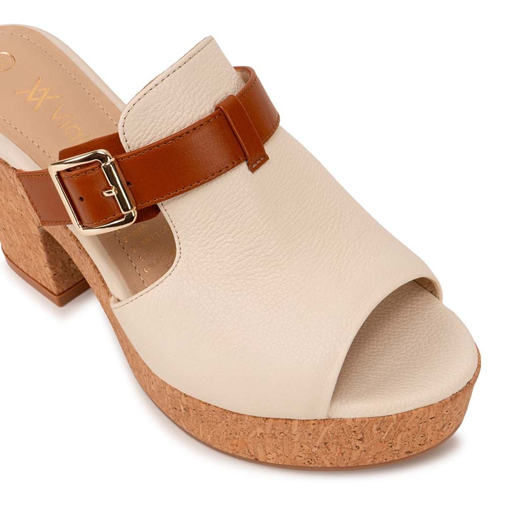 Sandalia Slide Casual ALE-2606 Hueso/Natural Viale Cuero - Imagen 10