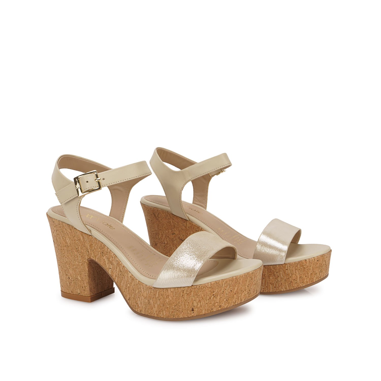 Sandalia D'orsay Casual ALE-2607 Marfil/Champ Viale Cuero - Imagen 4