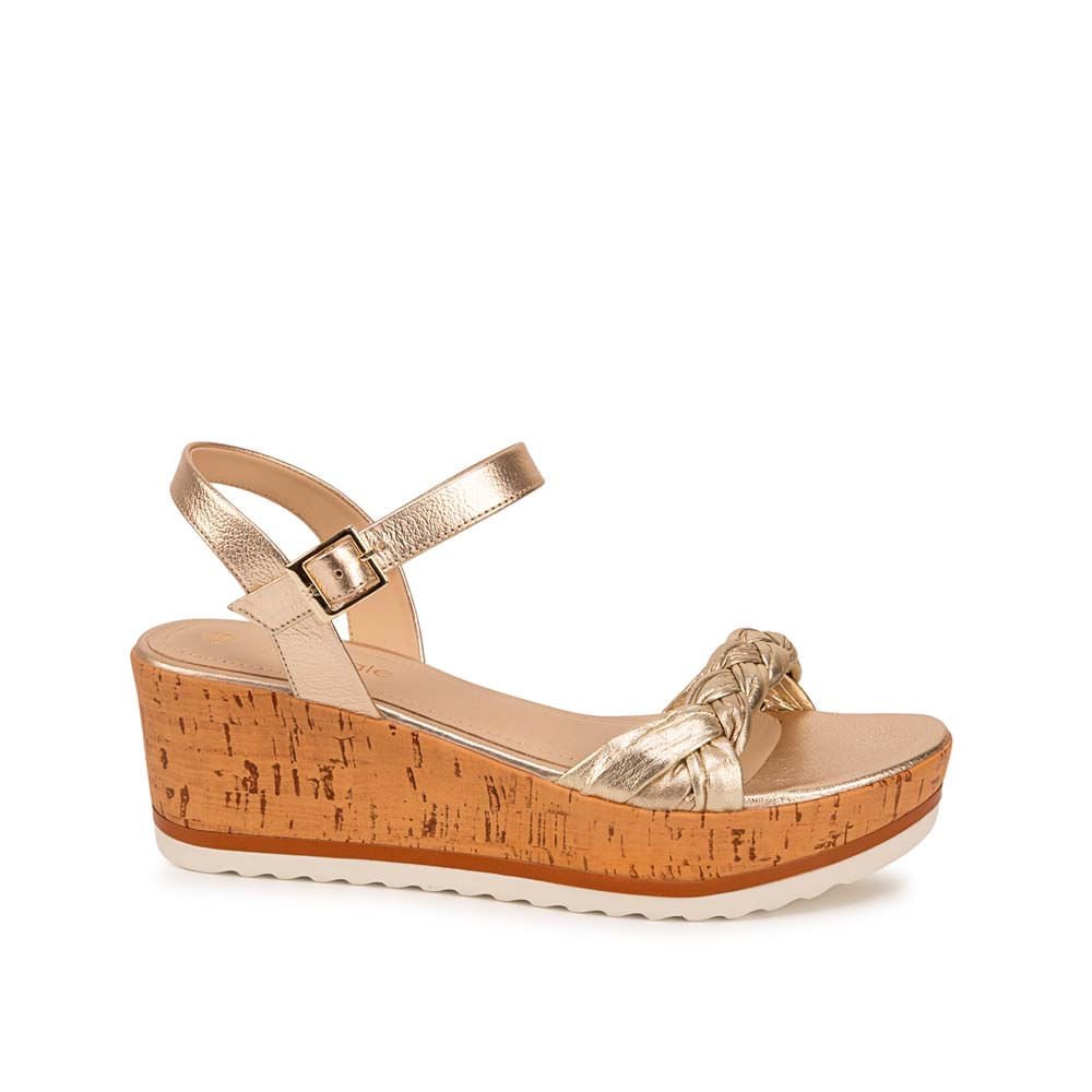 Sandalia D'orsay Casual ALE-2612 Dorado Viale Cuero - Imagen 9
