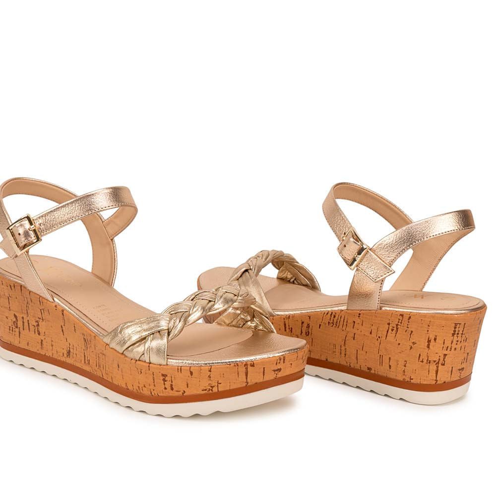 Sandalia D'orsay Casual ALE-2612 Dorado Viale Cuero - Imagen 7