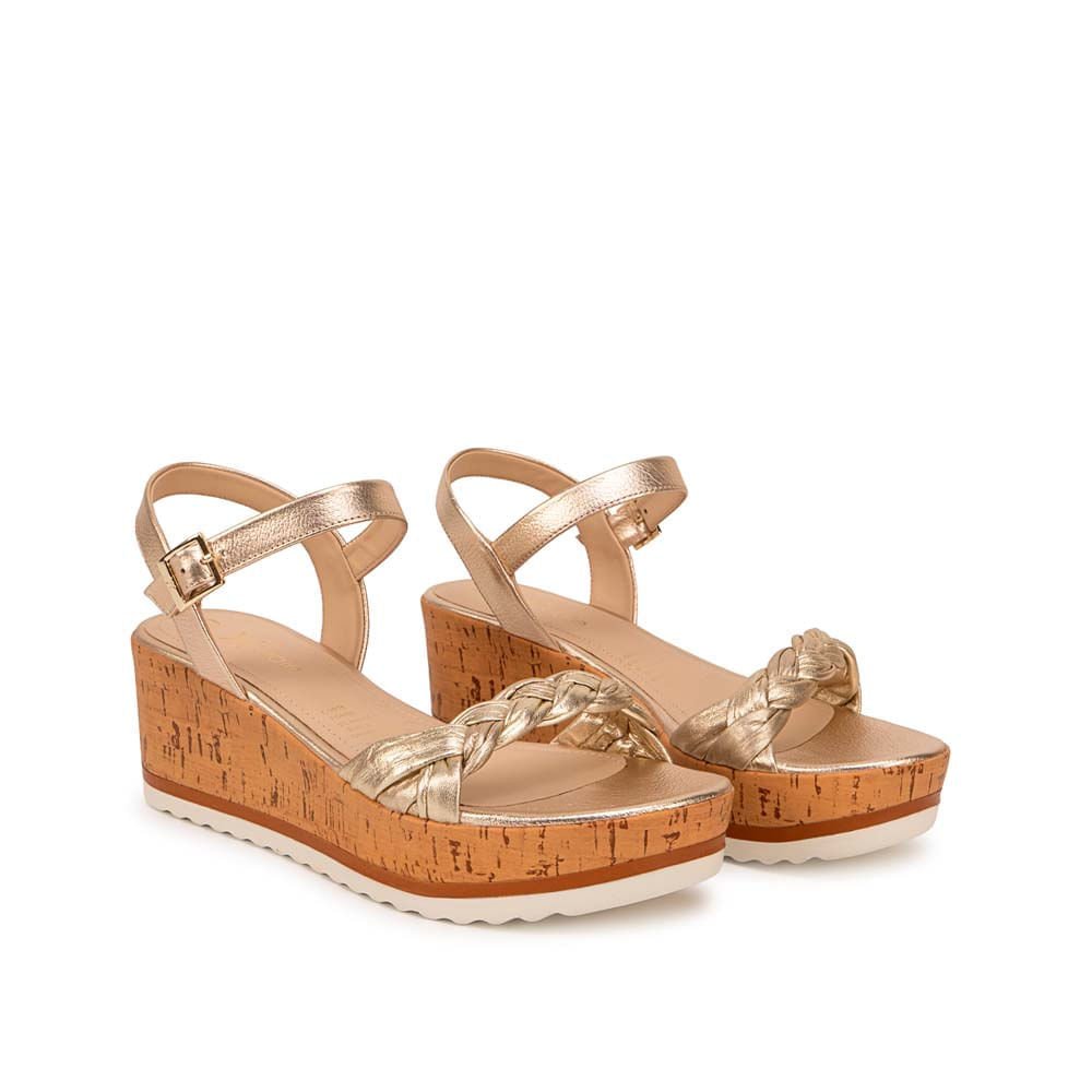 Sandalia D'orsay Casual ALE-2612 Dorado Viale Cuero - Imagen 8