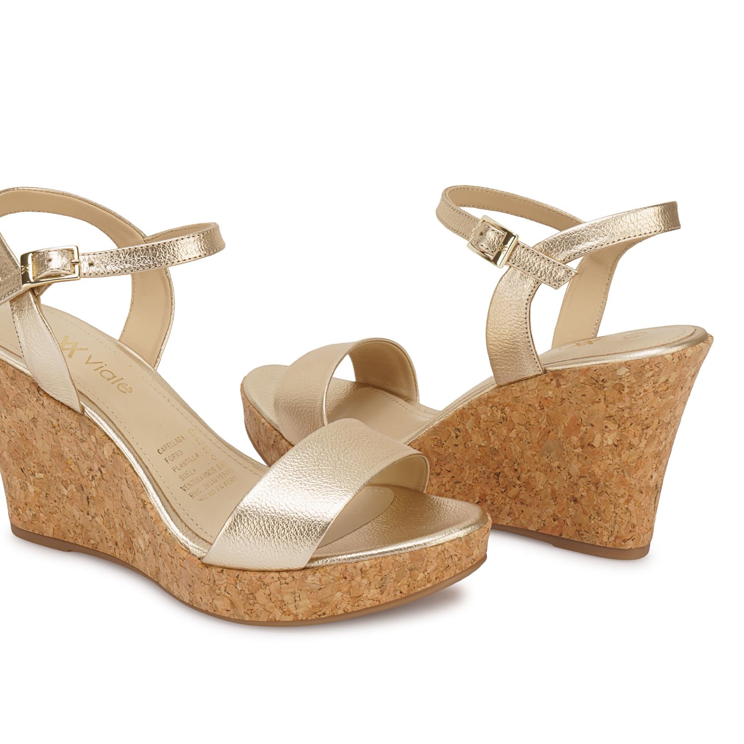 Sandalia D'orsay Casual ALE-2623 Champagne Viale Cuero - Imagen 6