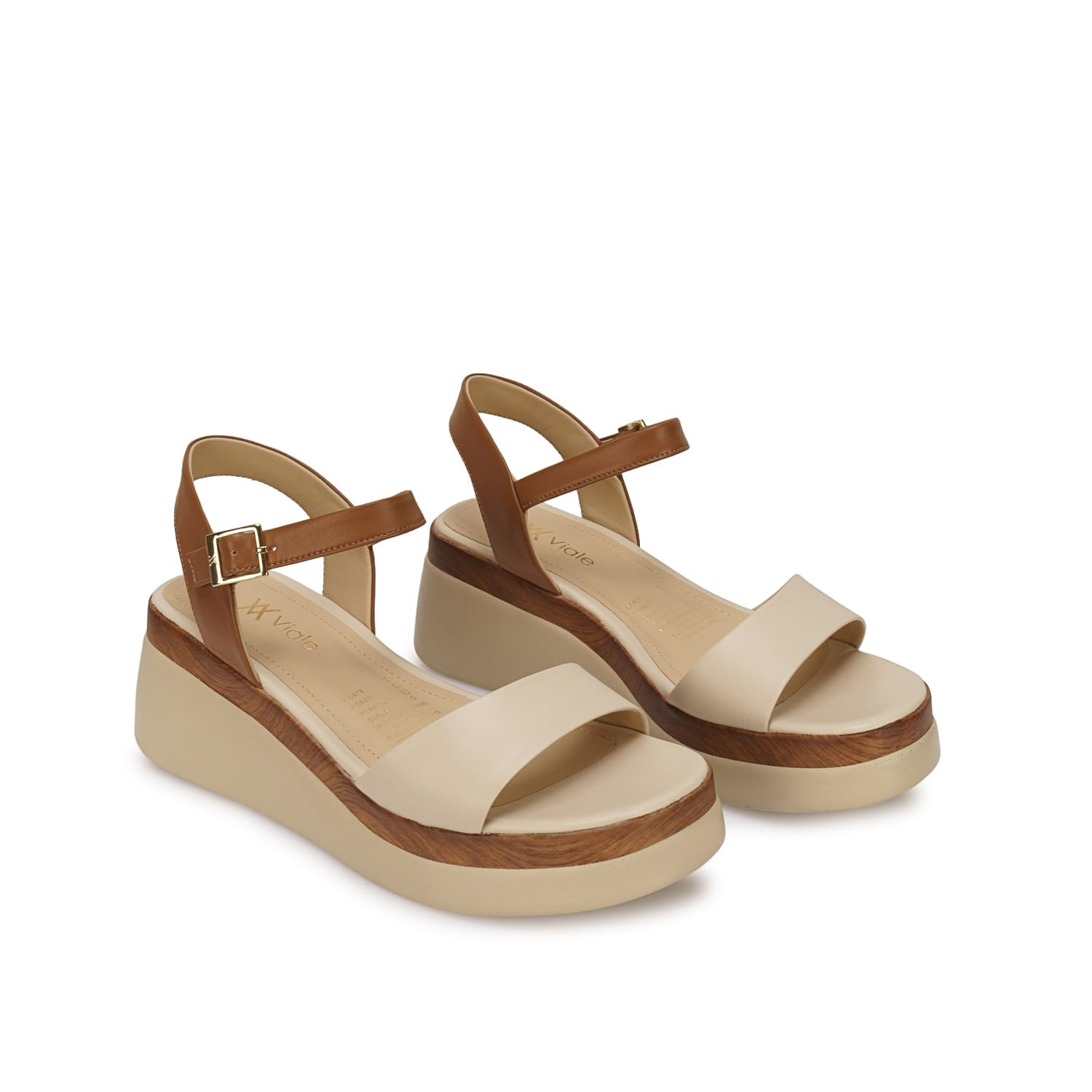 Sandalia D'orsay Casual ALE-2625 Mocca/Vainilla Viale Cuero - Imagen 4