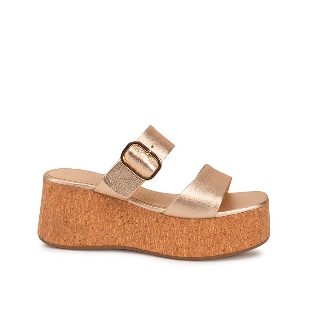 Sandalia Slide Casual ALE-2631 Dorado Viale Cuero - Imagen 5