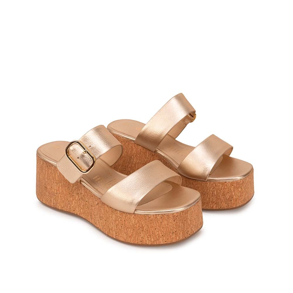 Sandalia Slide Casual ALE-2631 Dorado Viale Cuero - Imagen 8
