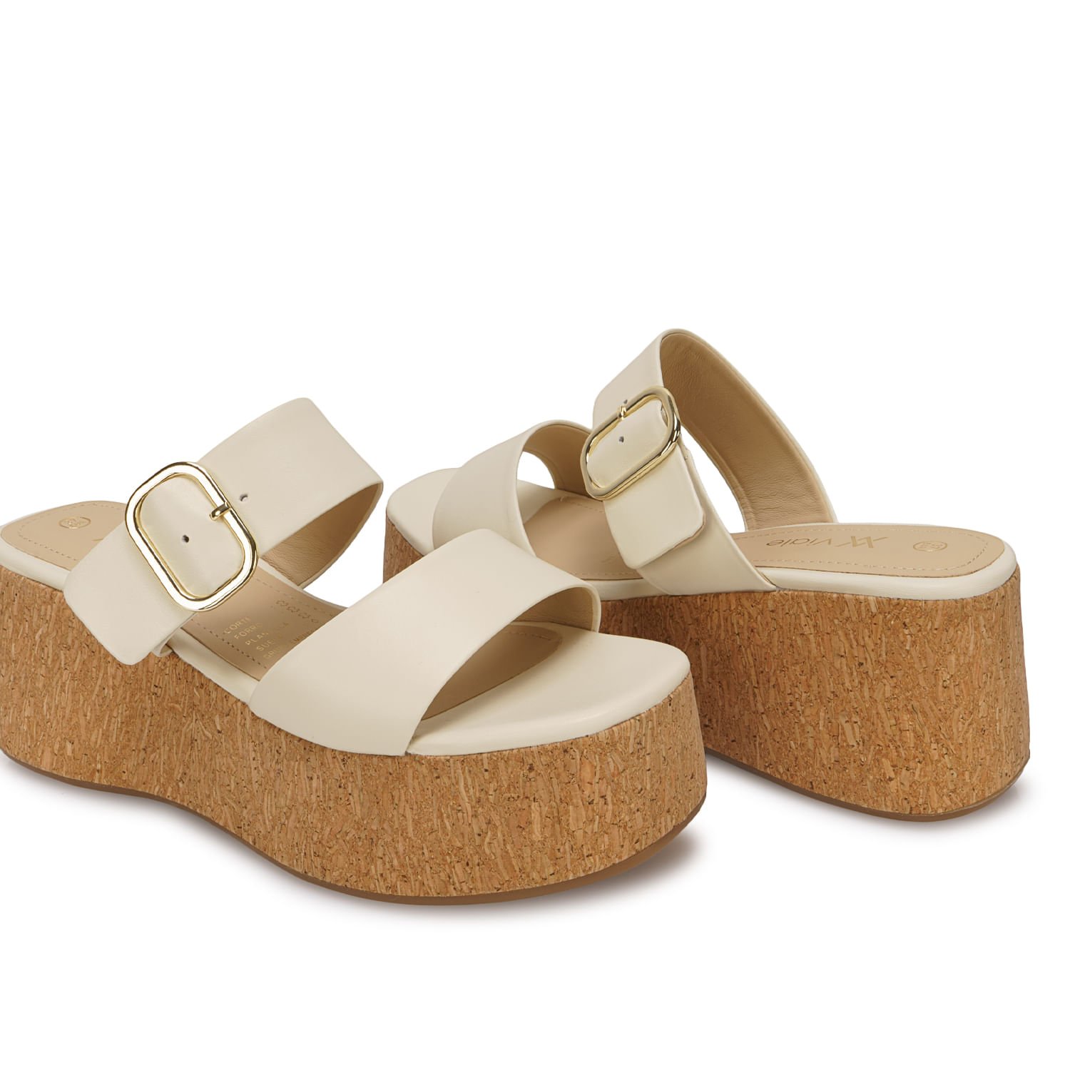 Sandalia Slide Casual ALE-2631 Hueso Viale Cuero - Imagen 2