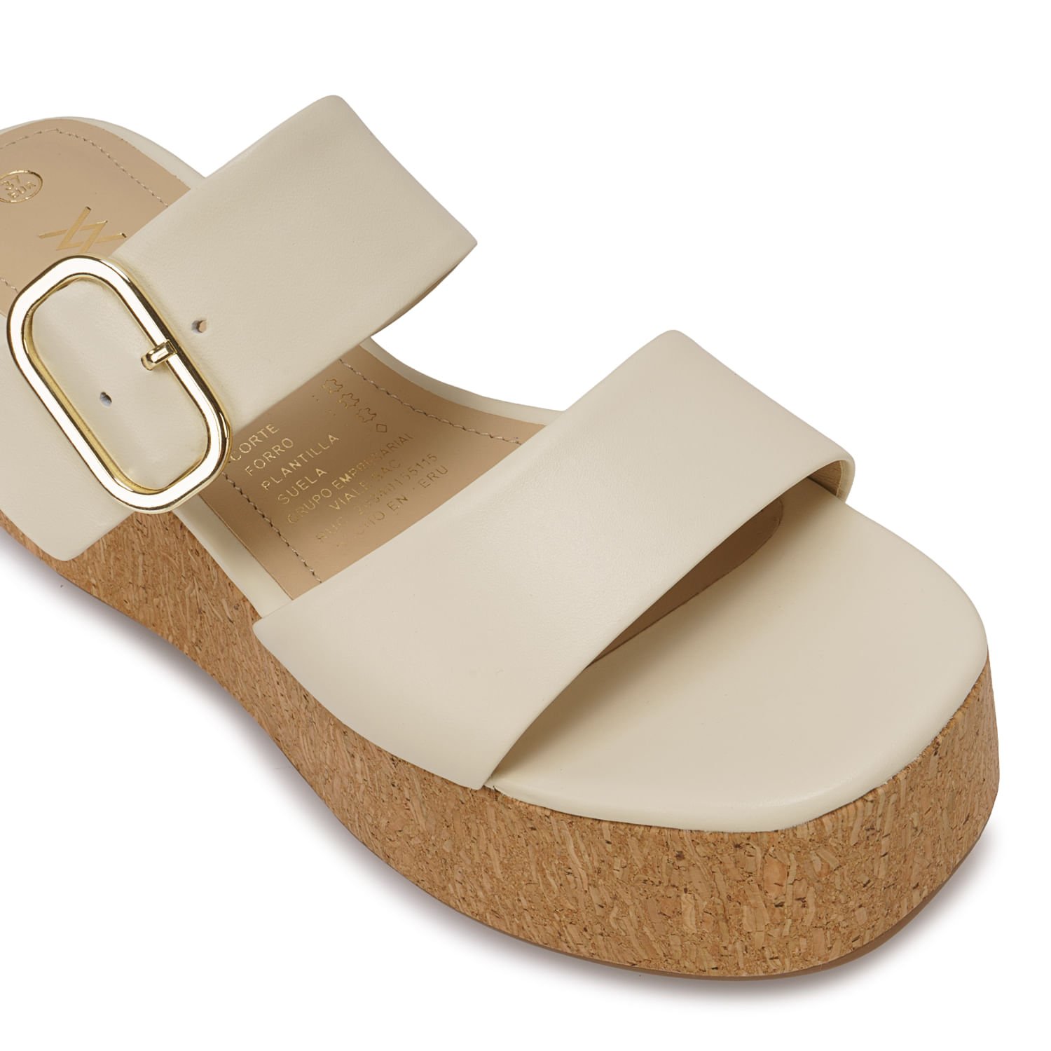 Sandalia Slide Casual ALE-2631 Hueso Viale Cuero - Imagen 3