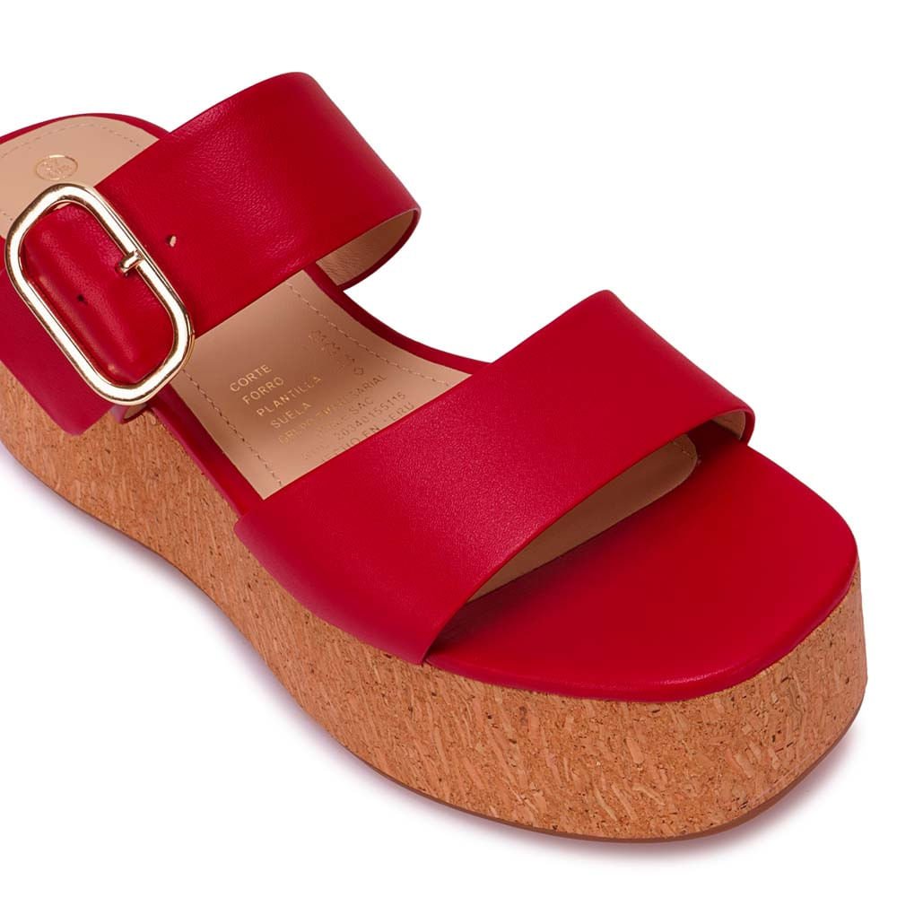Sandalia Slide Casual ALE-2631 Rojo Viale Cuero - Imagen 10