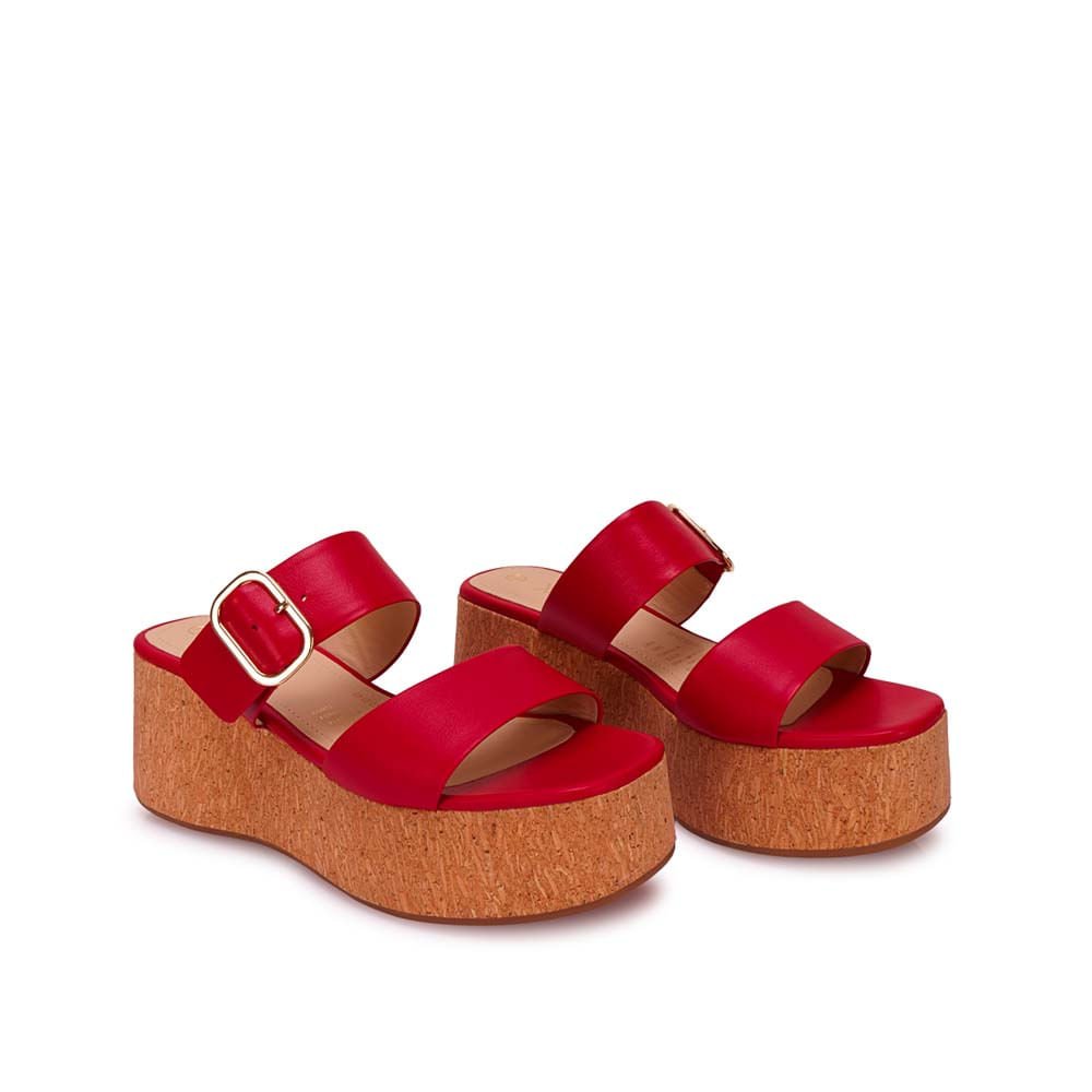 Sandalia Slide Casual ALE-2631 Rojo Viale Cuero - Imagen 12