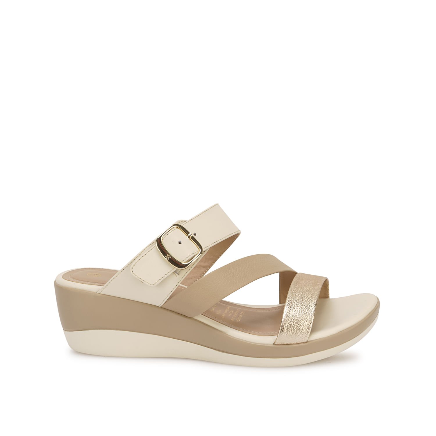 Sandalia Slide Casual ALE-2634 Hueso/Trigo Viale Cuero - Imagen 5