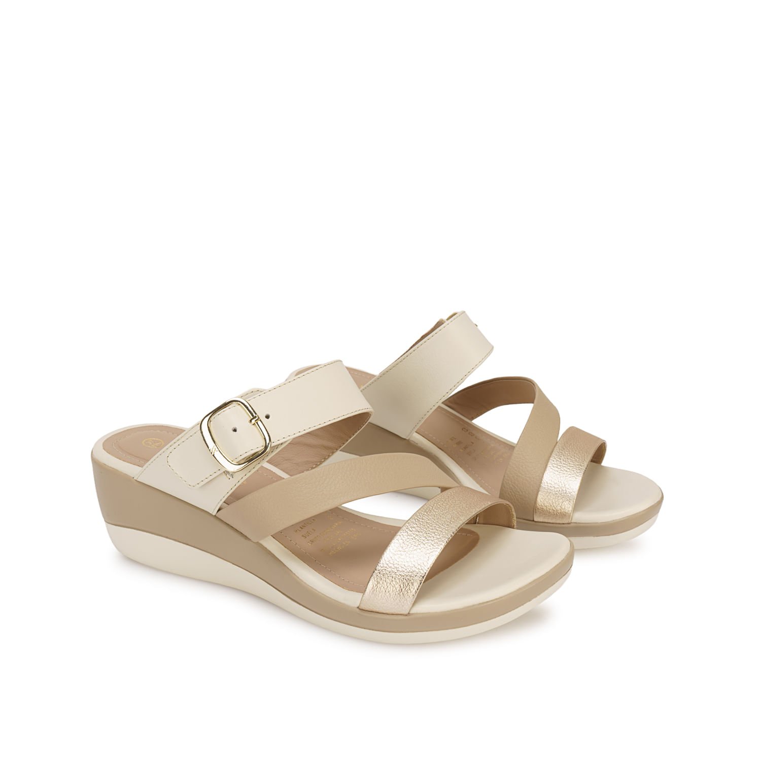 Sandalia Slide Casual ALE-2634 Hueso/Trigo Viale Cuero - Imagen 8