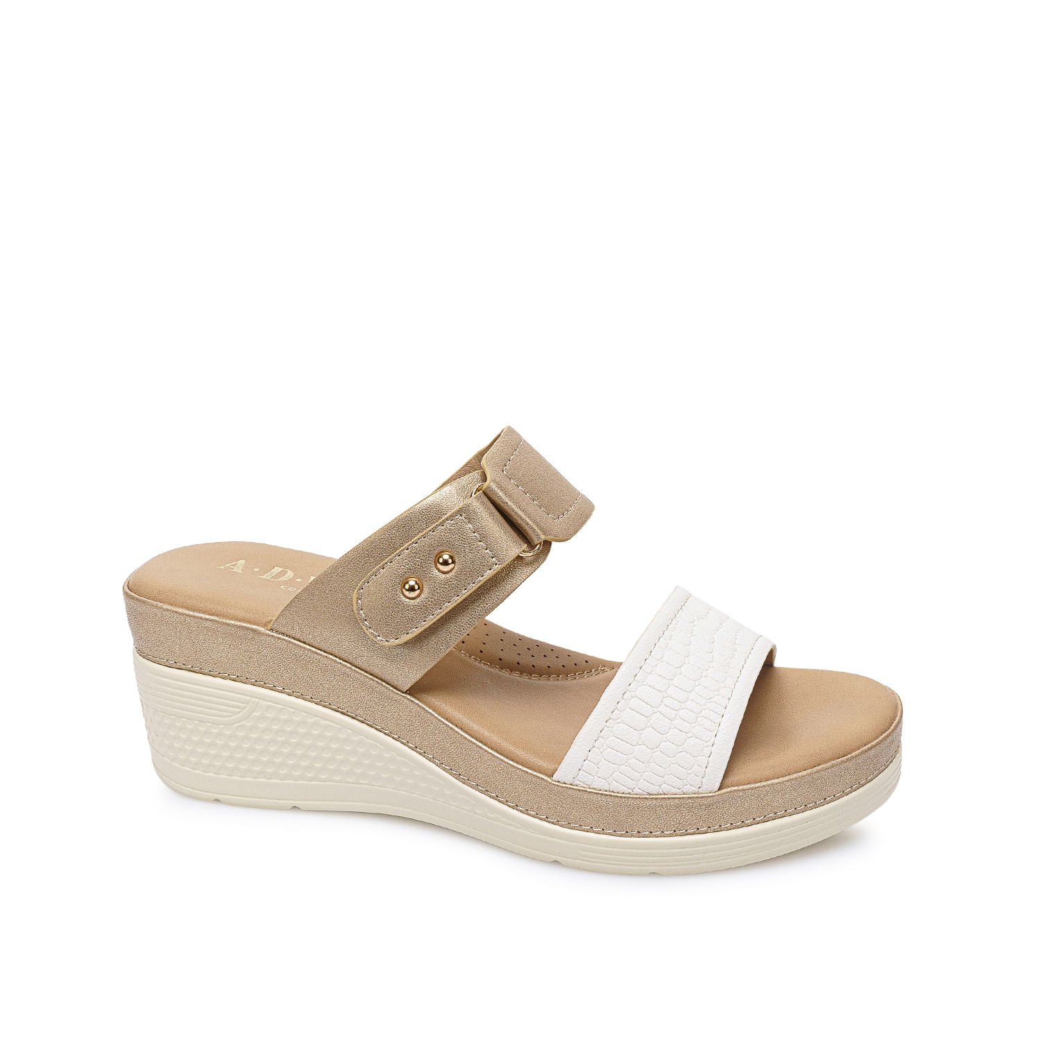 Sandalia Strap Casual ANA-2513 Blanco/Dorado ADV - Imagen 5