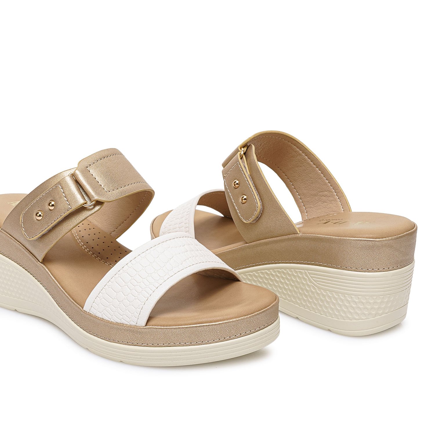 Sandalia Strap Casual ANA-2513 Blanco/Dorado ADV - Imagen 7