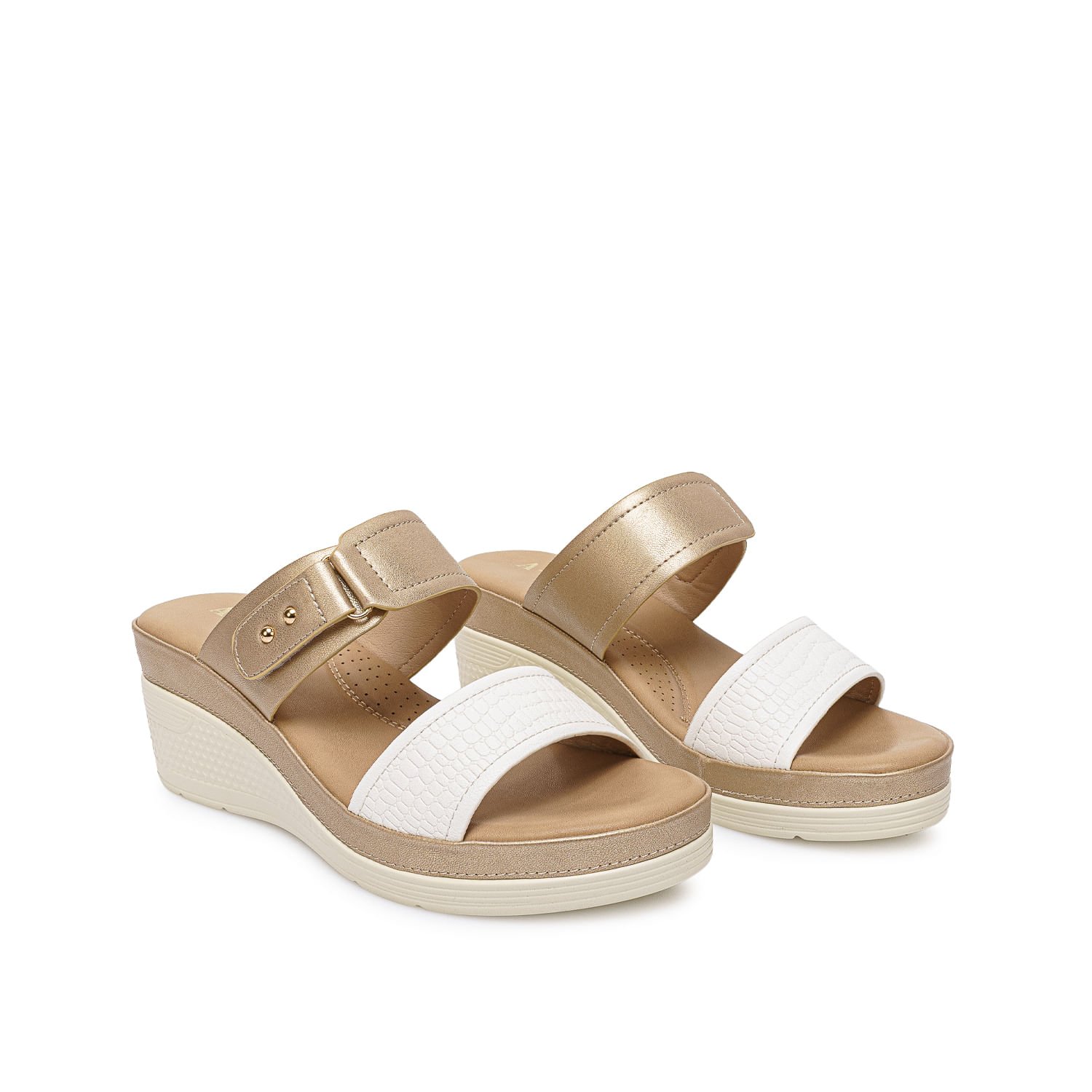 Sandalia Strap Casual ANA-2513 Blanco/Dorado ADV - Imagen 4