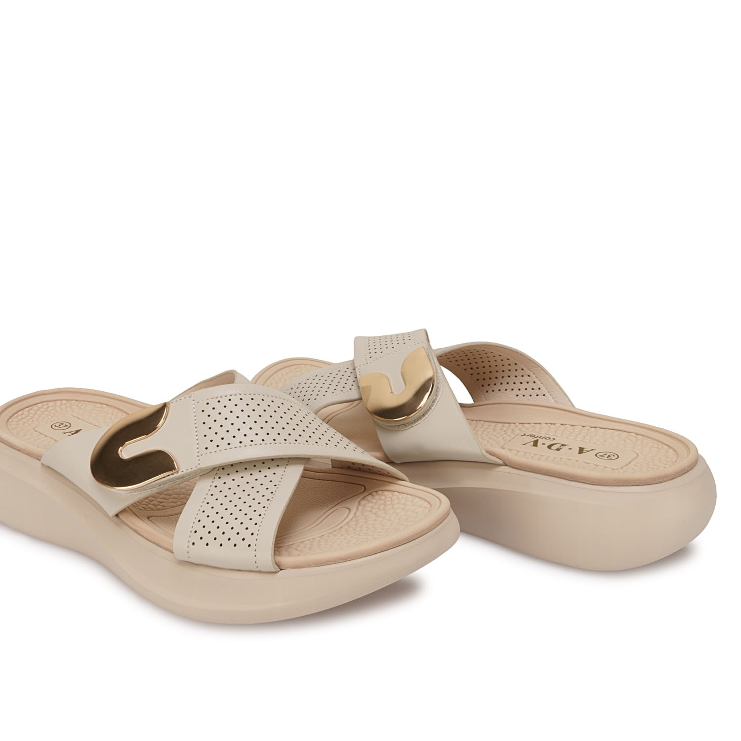 Sandalia Slide Casual ANA-2635 Blanco/Off ADV - Imagen 2