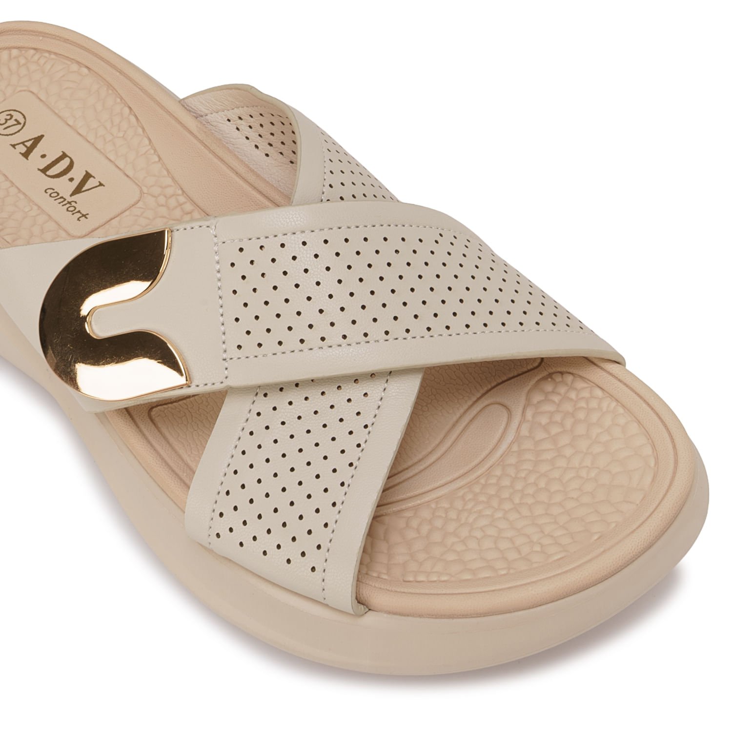 Sandalia Slide Casual ANA-2635 Blanco/Off ADV - Imagen 3