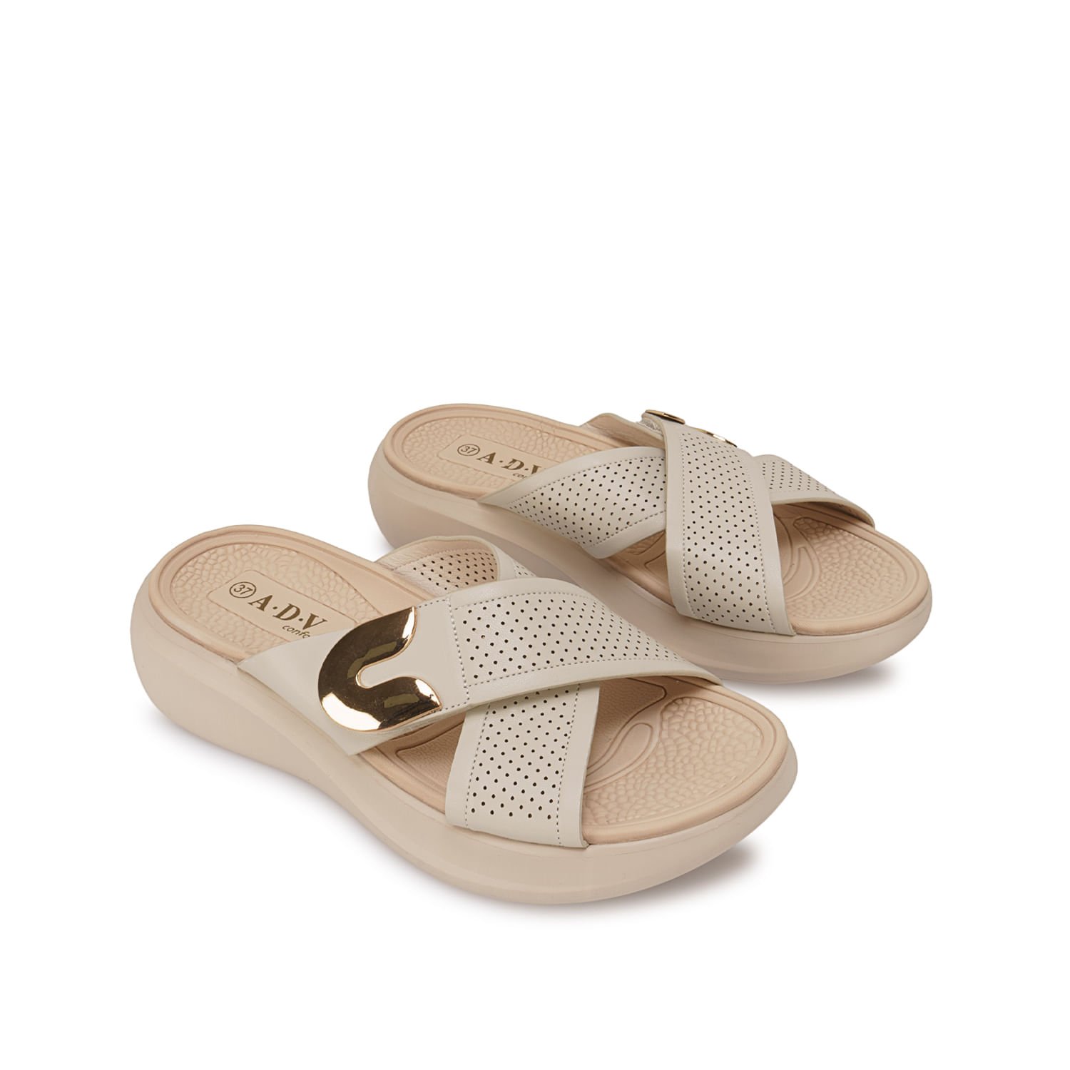 Sandalia Slide Casual ANA-2635 Blanco/Off ADV - Imagen 8