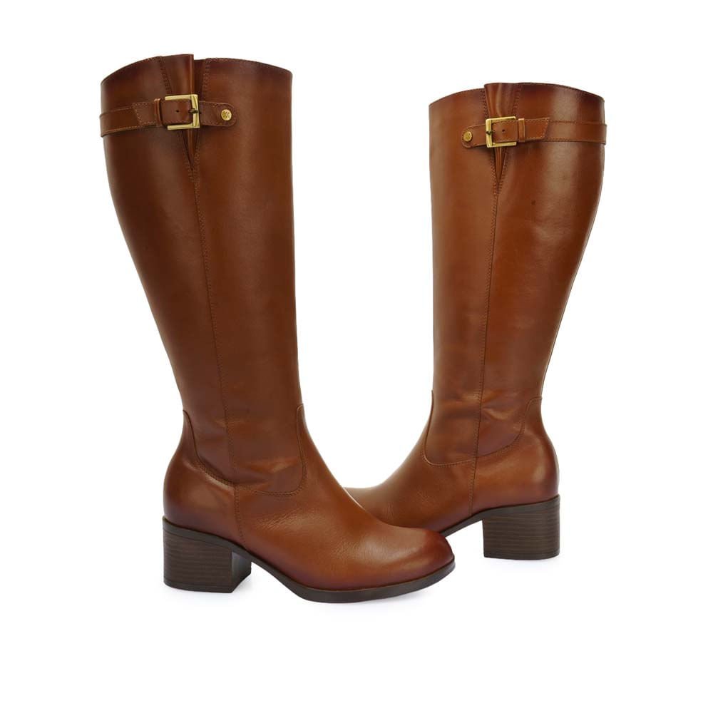 Bota Alta Jodhpur Casual FER-2530 Miel Viale Cuero - Imagen 7