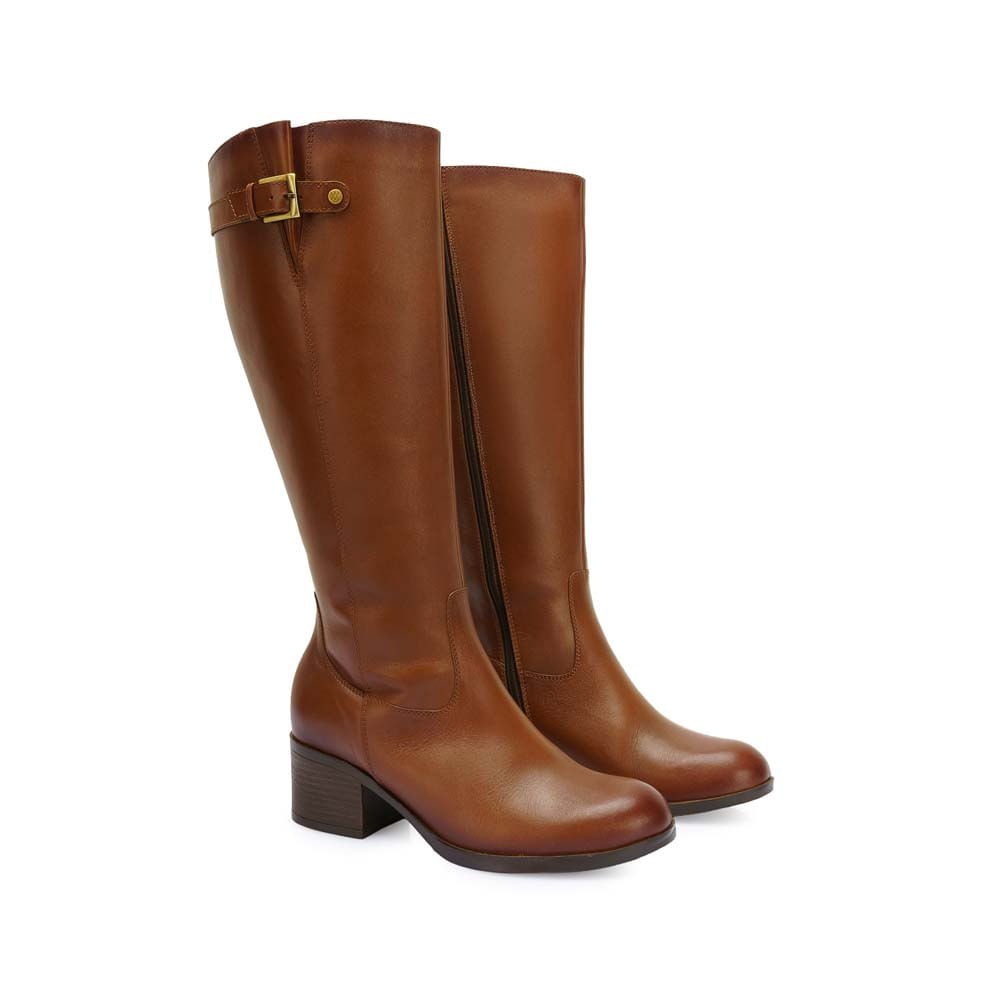 Bota Alta Jodhpur Casual FER-2530 Miel Viale Cuero - Imagen 8
