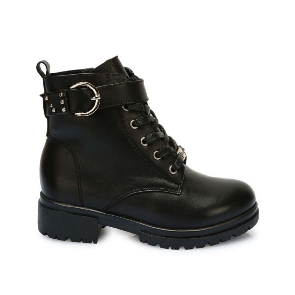 Botín Derby Casual YADIRA-2533 Negro Rabbit Cuero