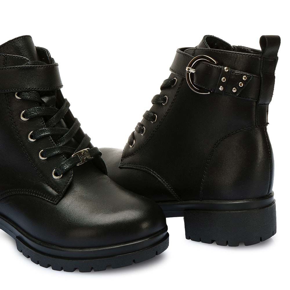 Botín Derby Casual YADIRA-2533 Negro Rabbit Cuero - Imagen 7