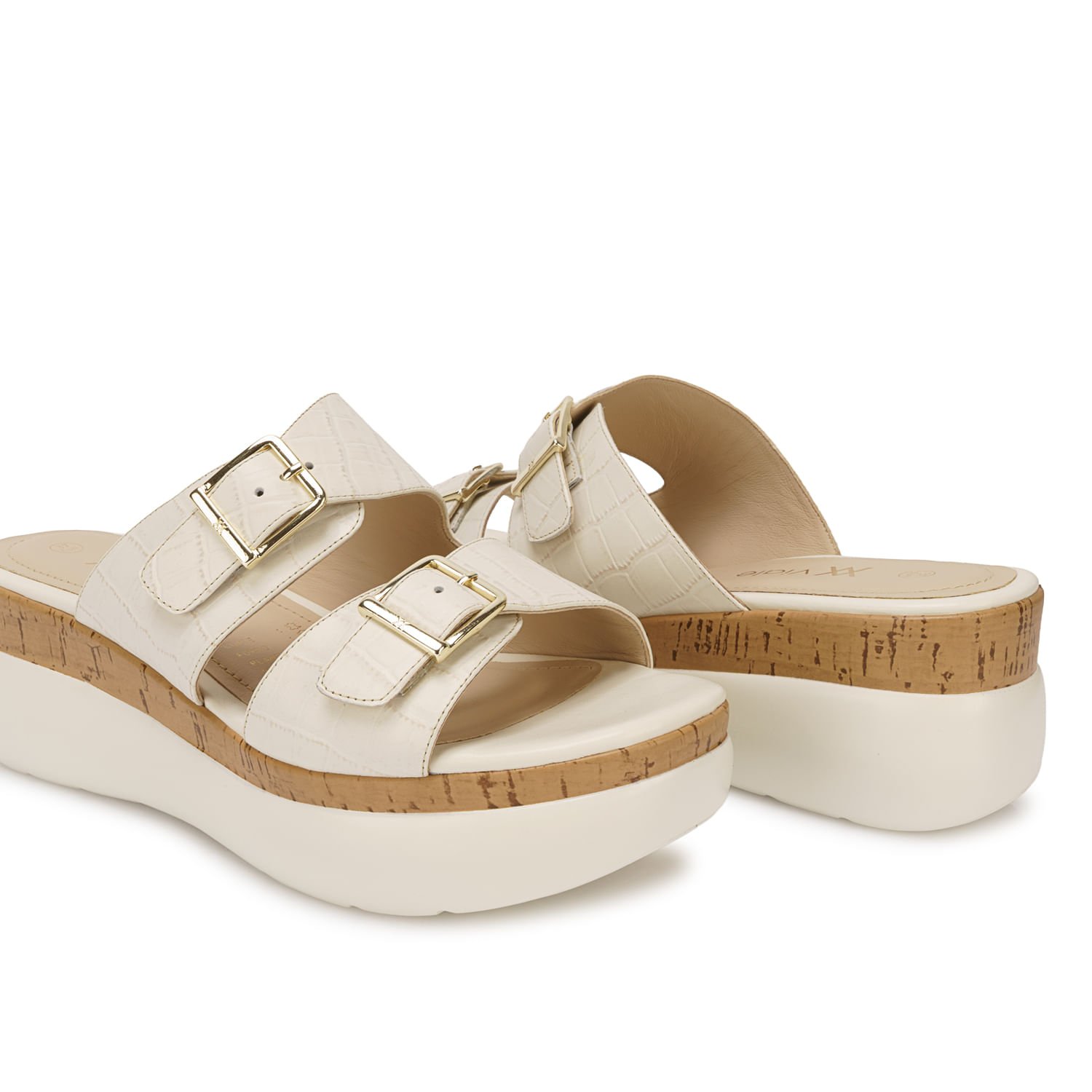 Sandalia Slide Casual DAYA-2601 Hueso Viale Cuero - Imagen 10