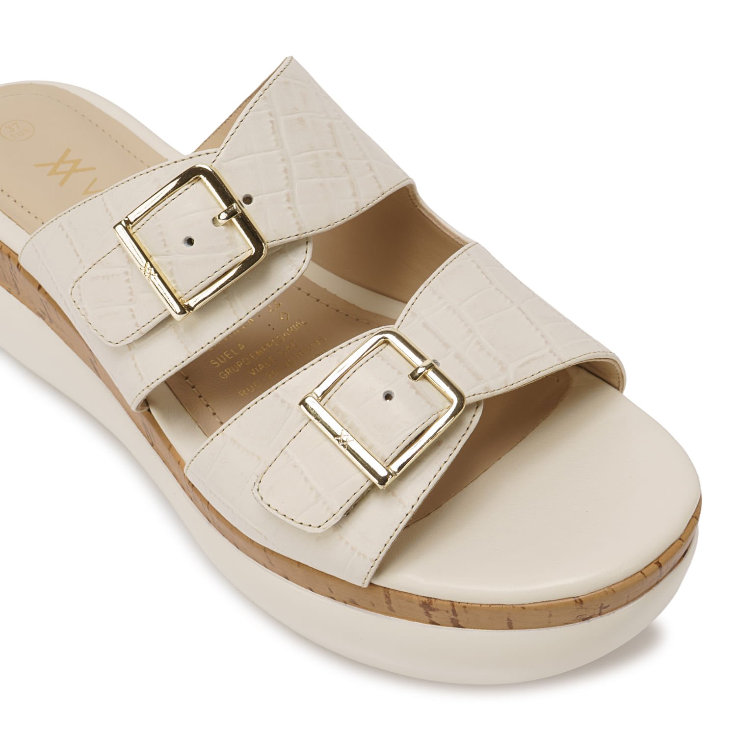 Sandalia Slide Casual DAYA-2601 Hueso Viale Cuero - Imagen 7