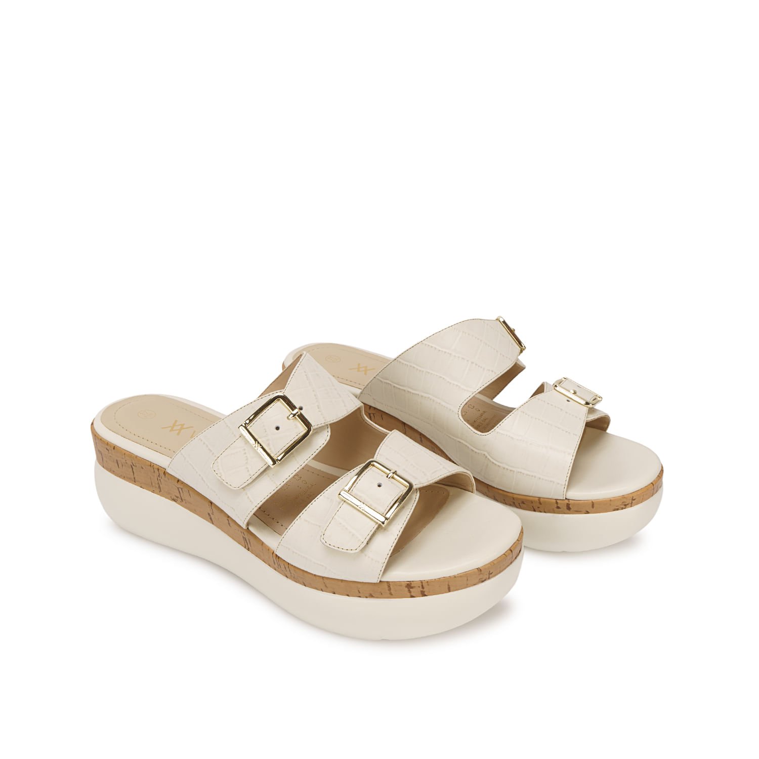 Sandalia Slide Casual DAYA-2601 Hueso Viale Cuero - Imagen 12
