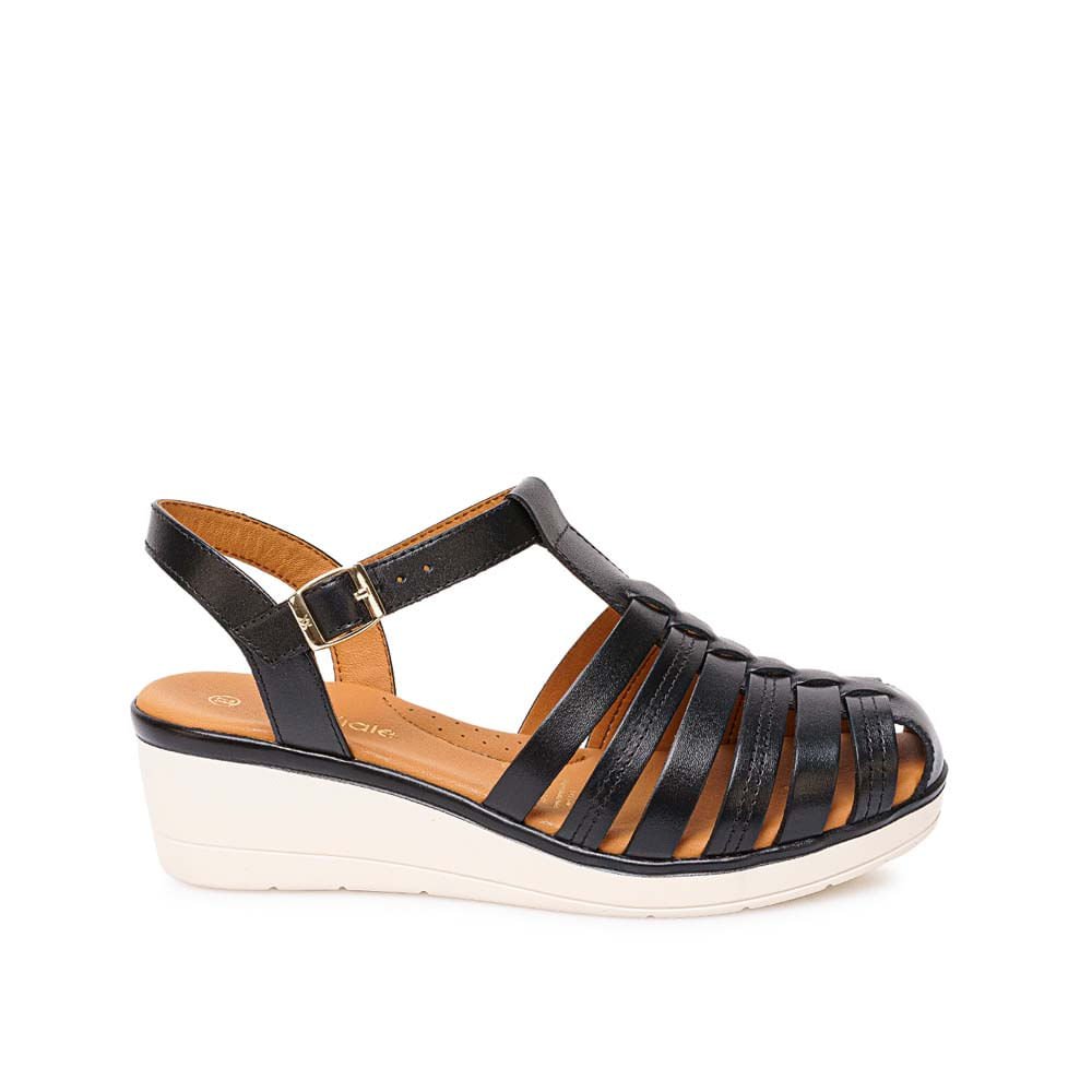 Sandalia Franciscana Casual DENI-2602 Negro Viale Cuero - Imagen 9