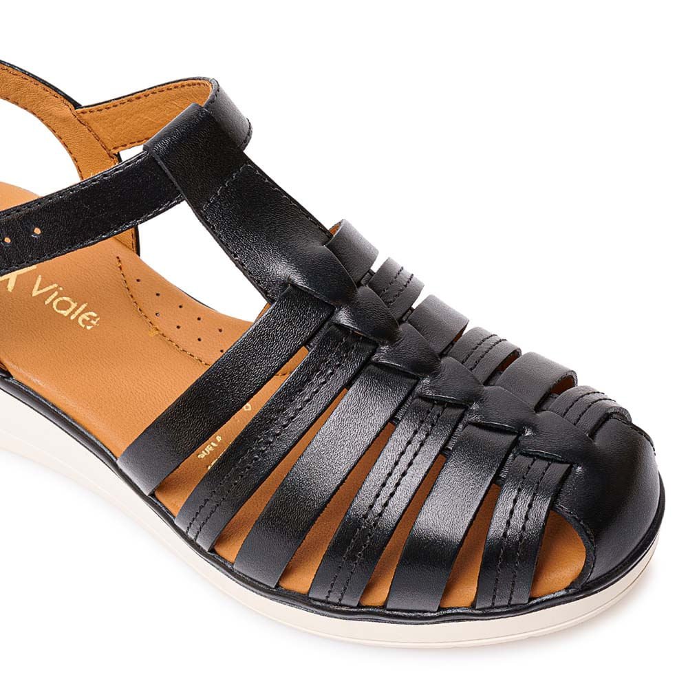 Sandalia Franciscana Casual DENI-2602 Negro Viale Cuero - Imagen 7