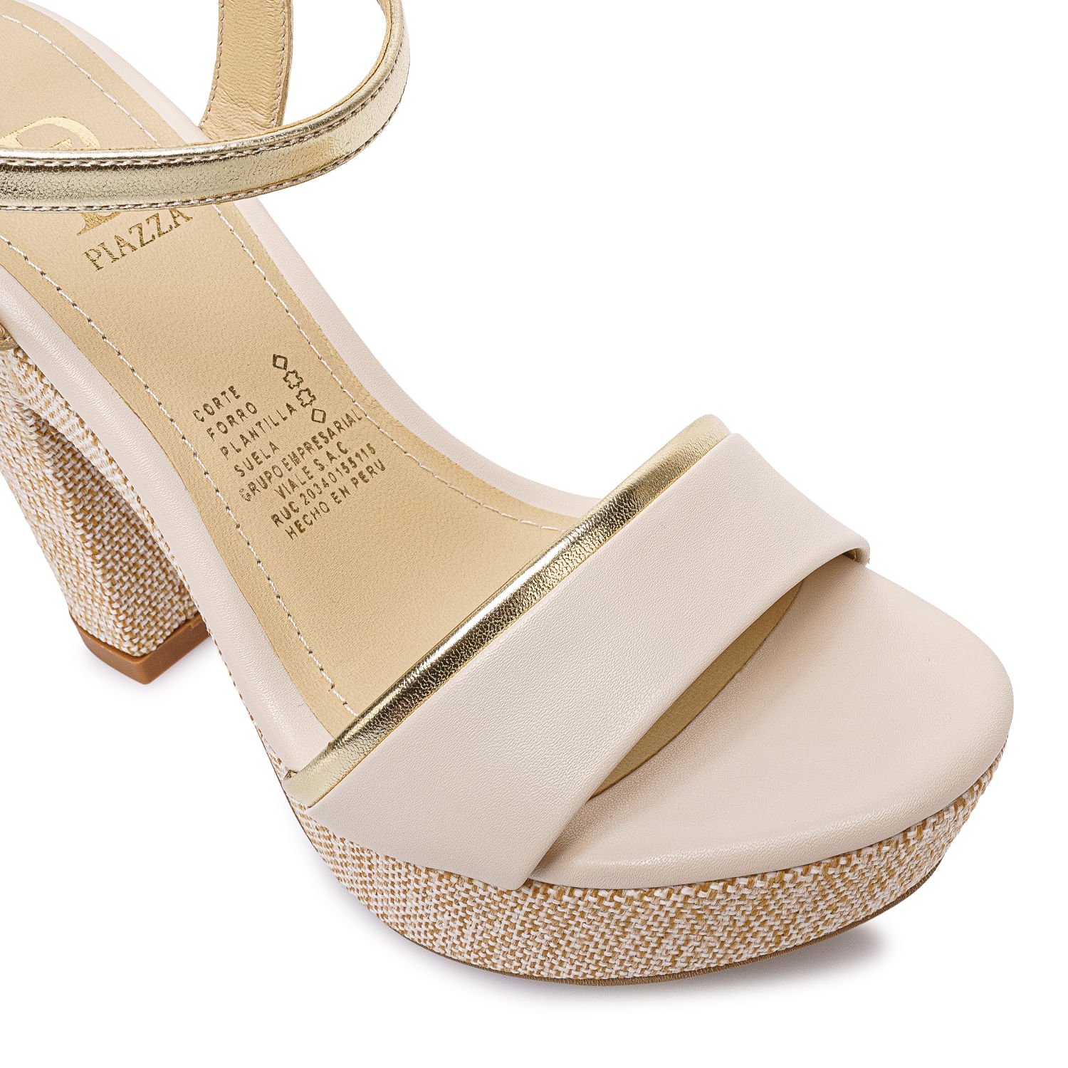 Sandalia D'orsay Casual DEXA-2614 Hueso/Dorado Piazza - Imagen 3