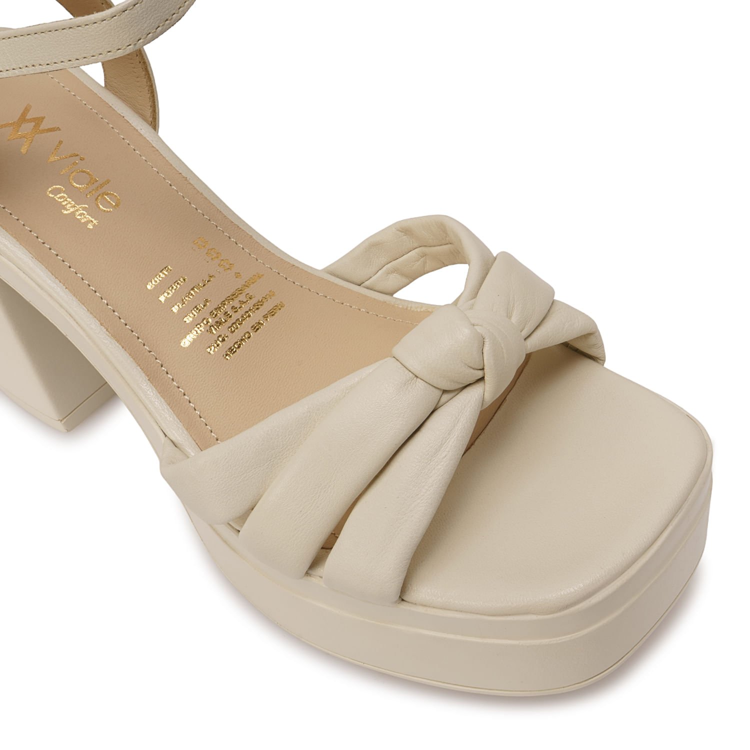 Sandalia D'orsay Casual ECO-2601 Hueso Viale Cuero - Imagen 3