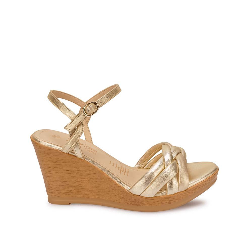 Sandalia D'orsay Casual ECO-2603 Dorado Viale Cuero - Imagen 9