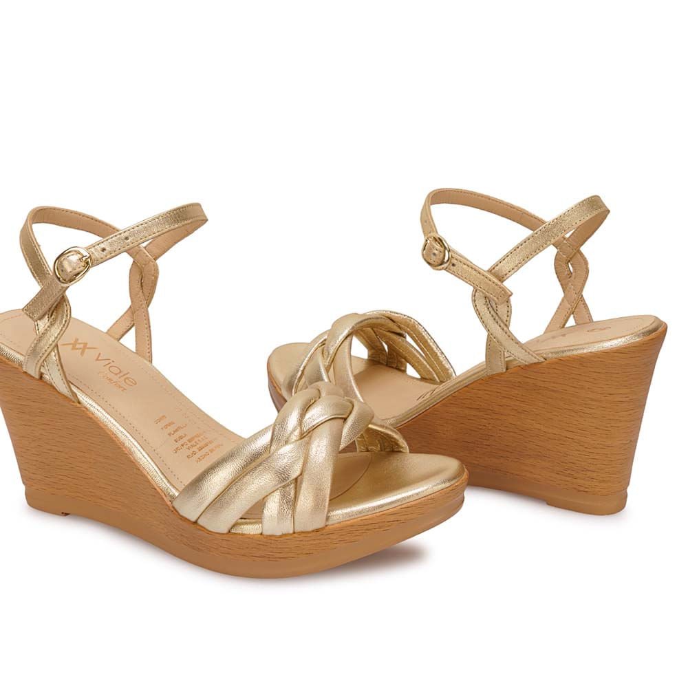 Sandalia D'orsay Casual ECO-2603 Dorado Viale Cuero - Imagen 3