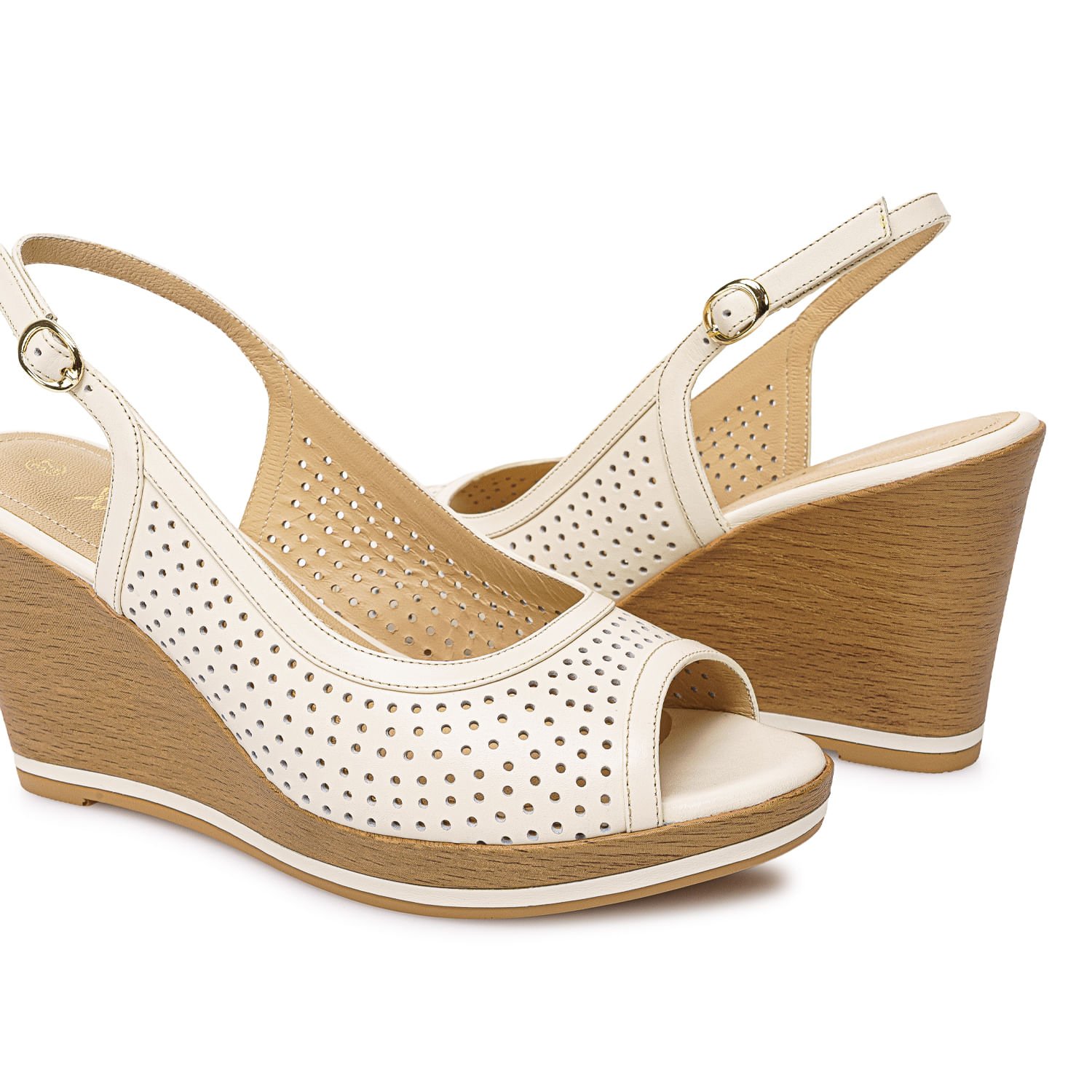 Sandalia Peep Toe Casual LINDA-2602 Hueso Viale Cuero - Imagen 2