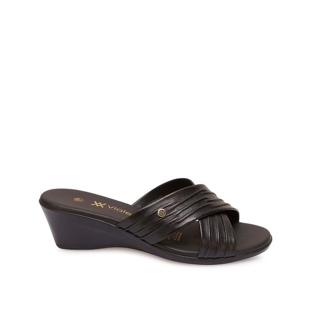 Sandalia Slide Casual LINDA-2603 Negro Viale Cuero - Imagen 5