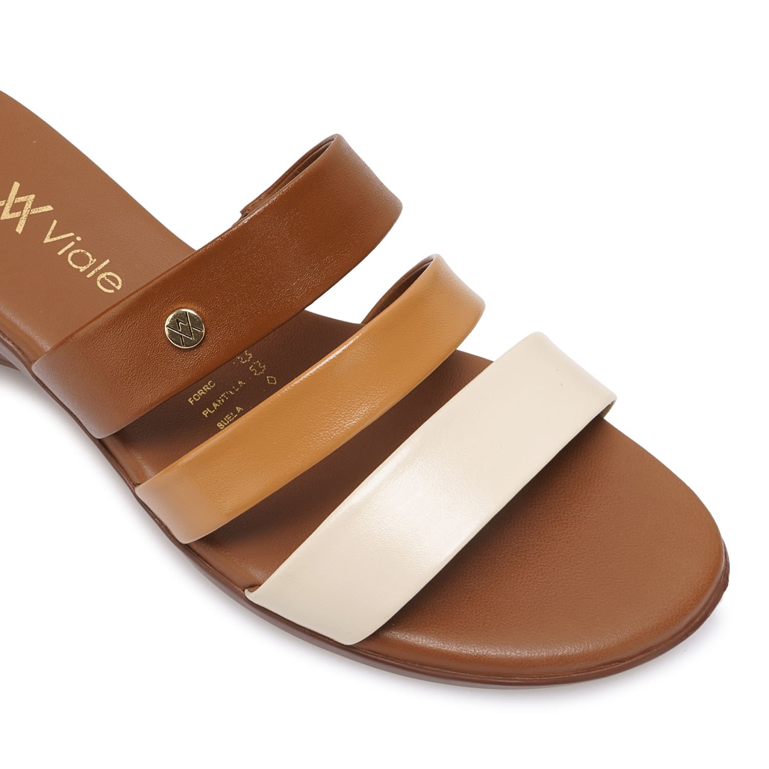 Sandalia Slide Casual LINDA-2604 Habano Viale Cuero - Imagen 3