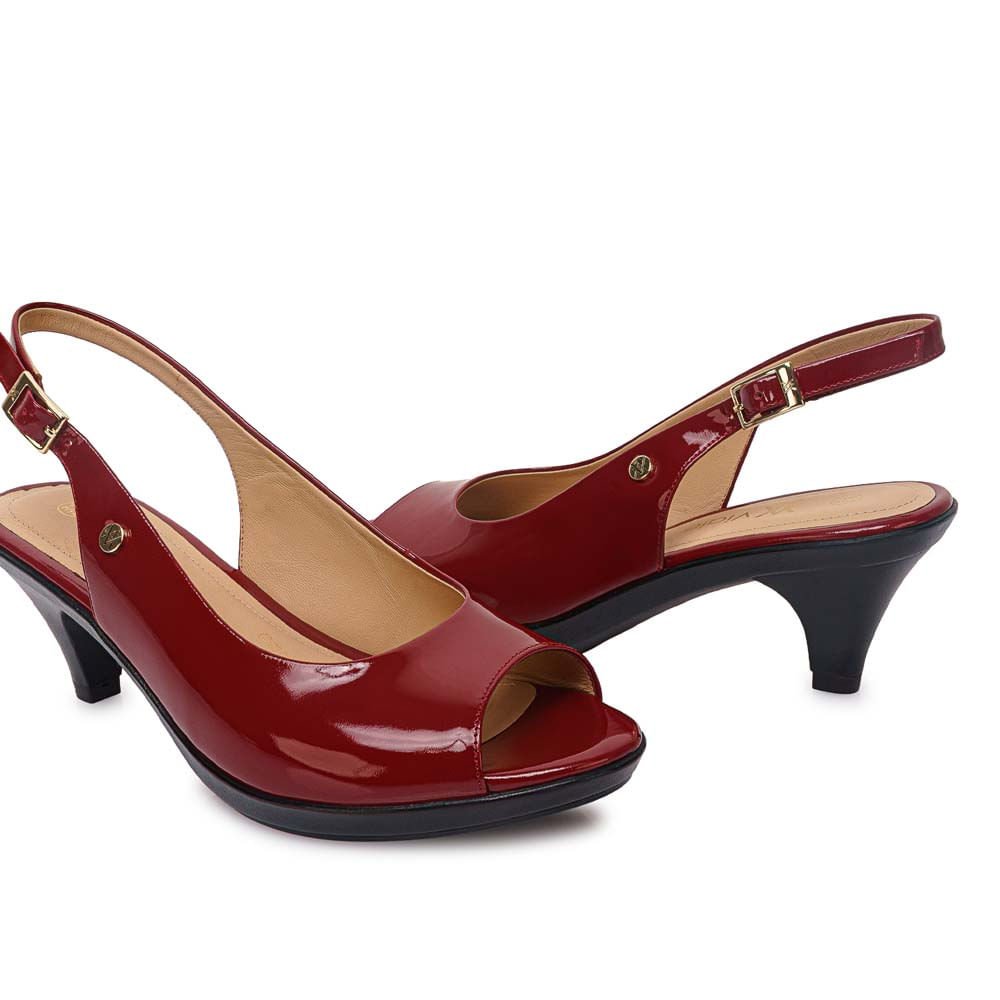 Sandalia Peep Toe Casual LINDA-2610 Cramberry Viale Cuero - Imagen 6
