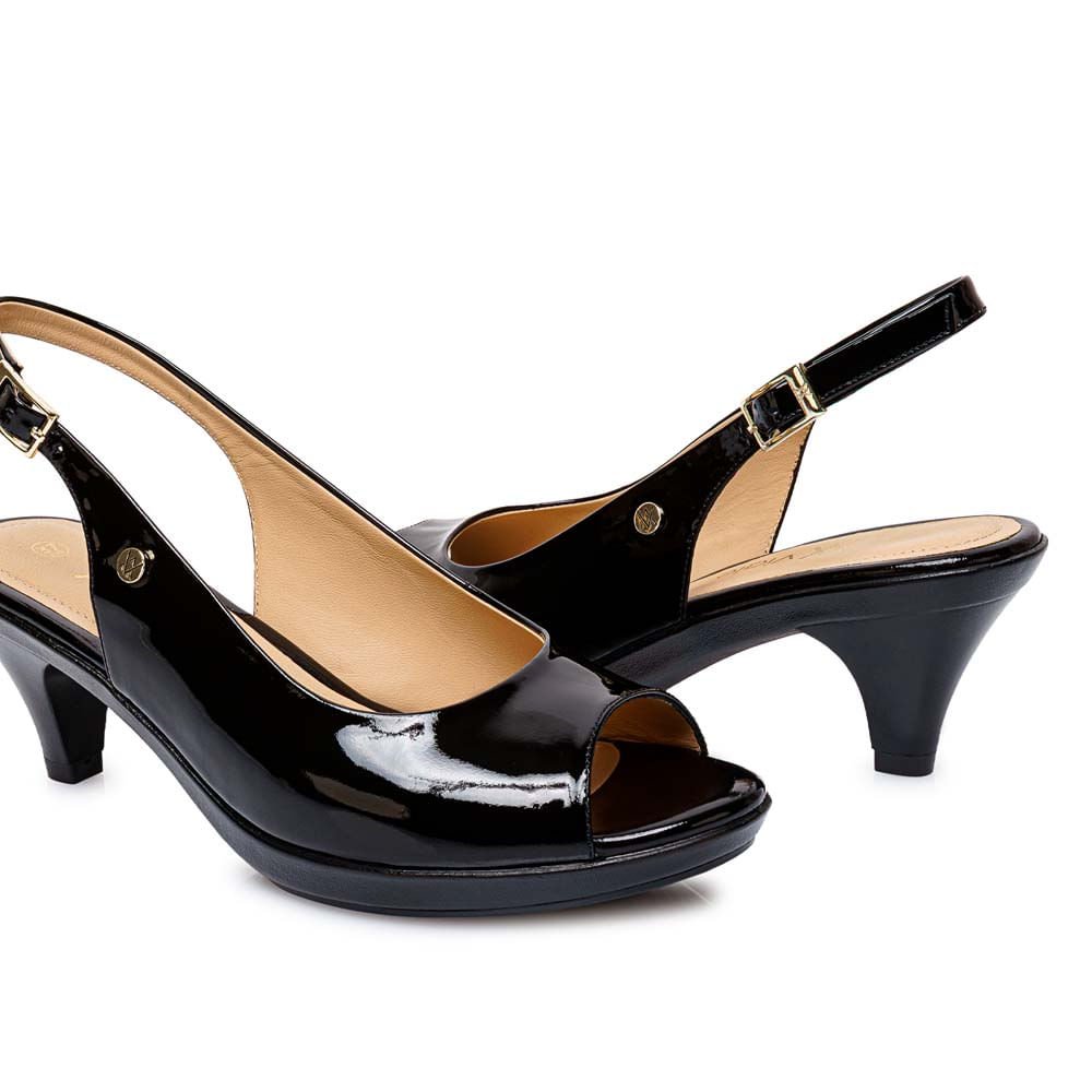 Sandalia Peep Toe Casual LINDA-2610 Negro Viale Cuero - Imagen 2