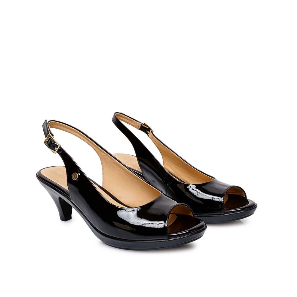 Sandalia Peep Toe Casual LINDA-2610 Negro Viale Cuero - Imagen 4